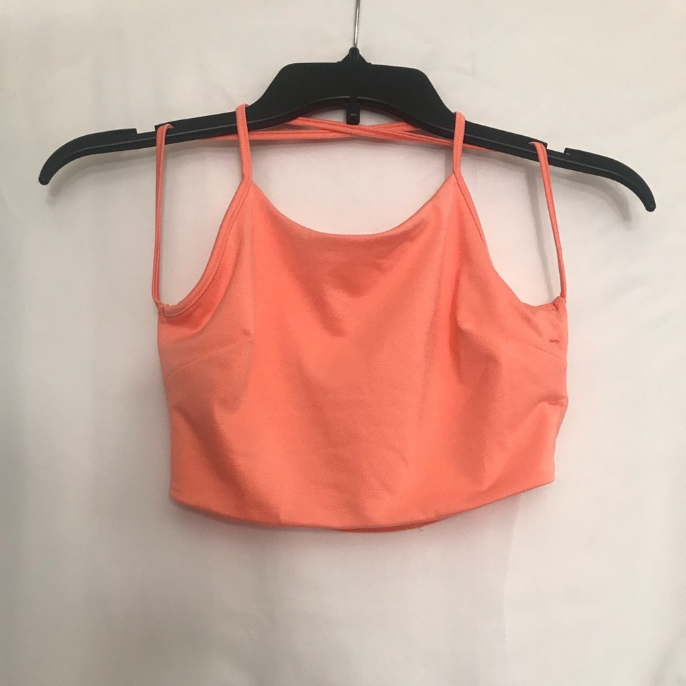 MISSGUIDED PEACH STRAP BACK CROP TOP